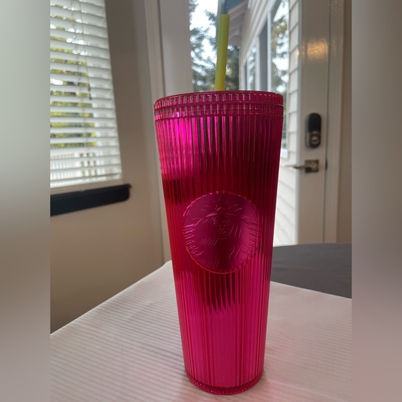 Starbucks Other - Starbucks 2023 Summer Pleated Neon Magenta Venti Tumbler. NWT. 24 Oz. Great pink